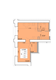 Квартира 37,7 м², 1-комнатная - изображение 1
