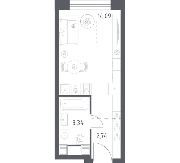 37,9 м², 1-комнатная квартира 3 043 332 ₽ - изображение 71