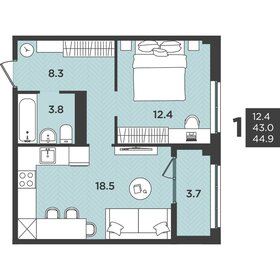 Квартира 44,9 м², 1-комнатная - изображение 1