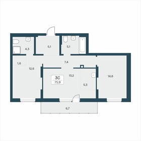 Квартира 75,9 м², 3-комнатная - изображение 1