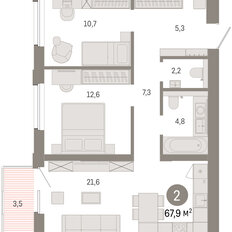 Квартира 67,9 м², 2-комнатная - изображение 2