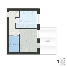 Квартира 53 м², 1-комнатная - изображение 1