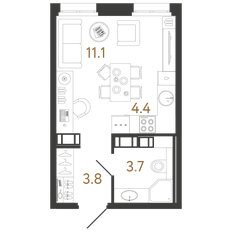 Квартира 23 м², студия - изображение 2