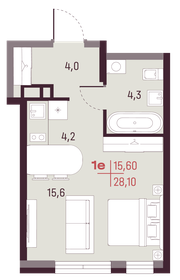 Квартира 28,1 м², студия - изображение 1