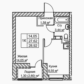 Квартира 28,9 м², 1-комнатная - изображение 1