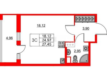 Квартира 25 м², студия - изображение 1