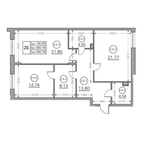 Квартира 89,4 м², 2-комнатная - изображение 1