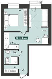 Квартира 40,6 м², 2-комнатная - изображение 1
