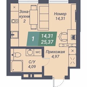 Квартира 25,4 м², студия - изображение 1
