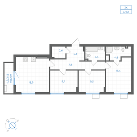 Квартира 77,7 м², 3-комнатная - изображение 1