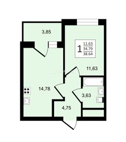 Квартира 38,6 м², 1-комнатная - изображение 1