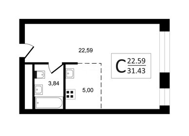 Квартира 31,9 м², студия - изображение 1