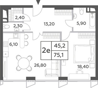 Квартира 75,1 м², 2-комнатная - изображение 1
