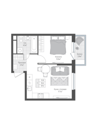 Квартира 37,5 м², 1-комнатная - изображение 1