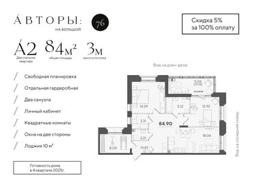 Квартира 84,9 м², 3-комнатная - изображение 1