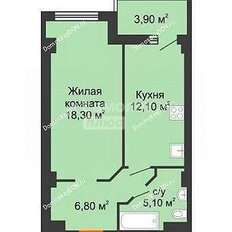Квартира 46 м², 1-комнатная - изображение 1