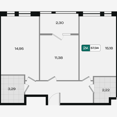 Квартира 57,3 м², 2-комнатная - изображение 2