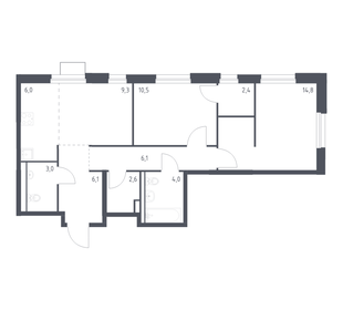 Квартира 64,8 м², 2-комнатная - изображение 1
