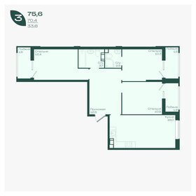 Квартира 75,6 м², 3-комнатная - изображение 1