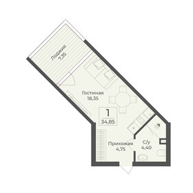 Квартира 34,9 м², 1-комнатные - изображение 1