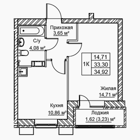 Квартира 34,9 м², 1-комнатная - изображение 1