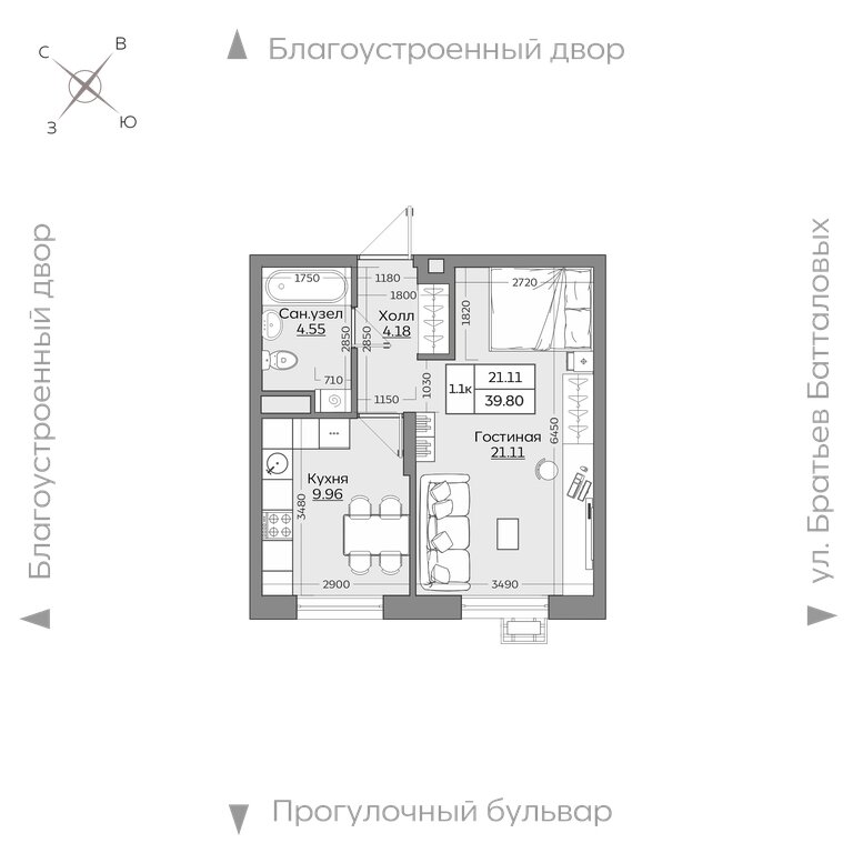Варианты планировок ЖК «Батталовский» - планировка 6