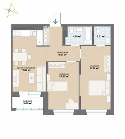 Квартира 66,3 м², 2-комнатная - изображение 1