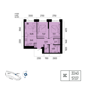 Квартира 57,1 м², 3-комнатная - изображение 1
