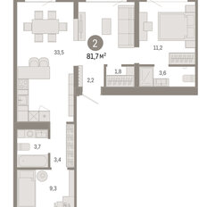Квартира 81,7 м², 2-комнатная - изображение 3