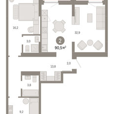 Квартира 90,5 м², 2-комнатная - изображение 3