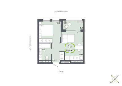 Квартира 35,5 м², 1-комнатная - изображение 1