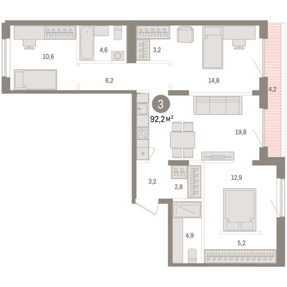 78 м², 3-комнатная квартира 11 500 000 ₽ - изображение 90