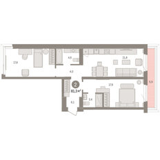 Квартира 81,3 м², 2-комнатная - изображение 3