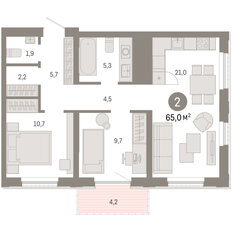 Квартира 65 м², 2-комнатная - изображение 3