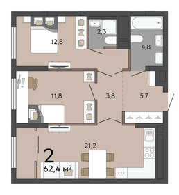 Квартира 62,4 м², 2-комнатная - изображение 2