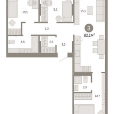 Квартира 82,1 м², 3-комнатная - изображение 3