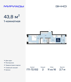 Квартира 43,8 м², 1-комнатная - изображение 1