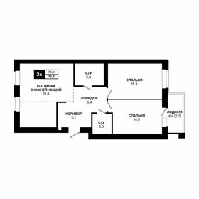 Квартира 75,4 м², 3-комнатная - изображение 1