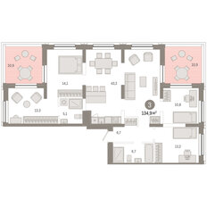 Квартира 134,9 м², 3-комнатная - изображение 3