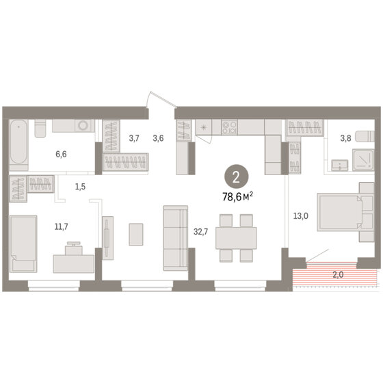 35 м², 1-комнатная квартира 4 800 000 ₽ - изображение 82