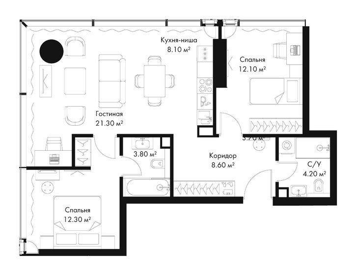 59,9 м², 2-комнатная квартира 83 237 040 ₽ - изображение 24