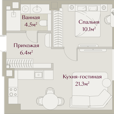 Квартира 42,3 м², 1-комнатная - изображение 2
