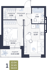 Квартира 34 м², 1-комнатная - изображение 2