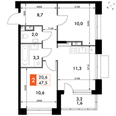 Квартира 47,8 м², 2-комнатная - изображение 2