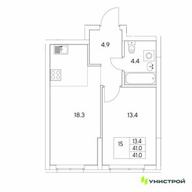 Квартира 41 м², 1-комнатная - изображение 1