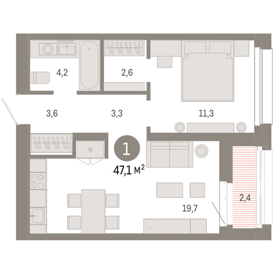 36,8 м², 1-комнатная квартира 4 350 000 ₽ - изображение 102