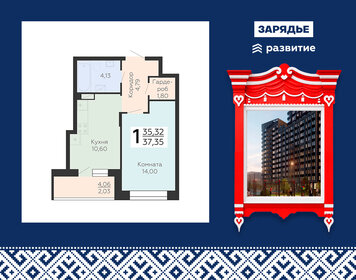 Квартира 37,4 м², 1-комнатная - изображение 1