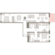 Квартира 113,7 м², 3-комнатная - изображение 3
