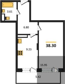Квартира 38,3 м², 1-комнатная - изображение 1