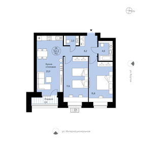 Квартира 75,1 м², 2-комнатная - изображение 1